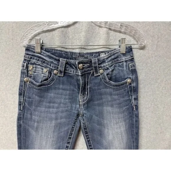 Miss Me Distressed Blue Jeans Size 27 Boot Cut Inseam 32 - Picture 6 of 7